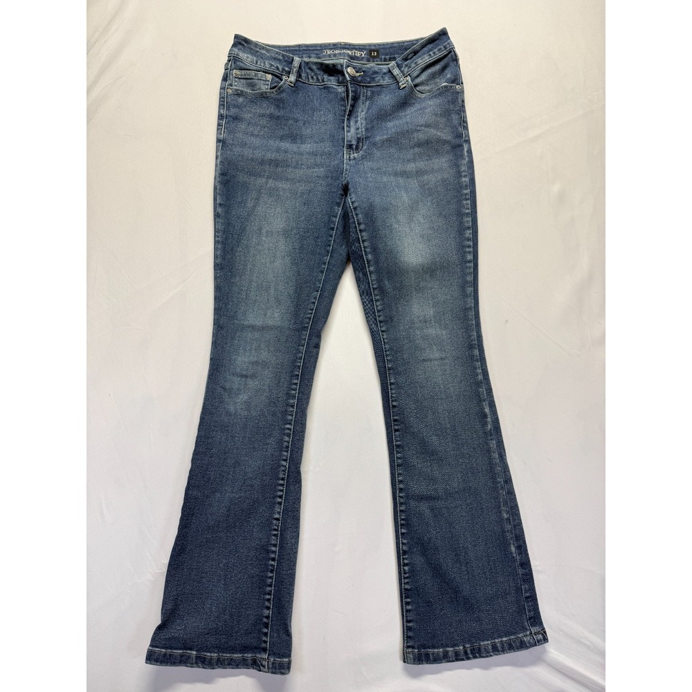 J For Justify Bootcut Jeans Womens 13 Blue Denim Embroidered Rhinestone Mid Rise